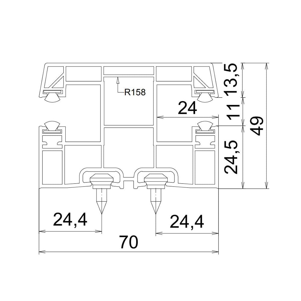 Exte Rolladen Exte PVC-Mini Doppelführungsschiene R158