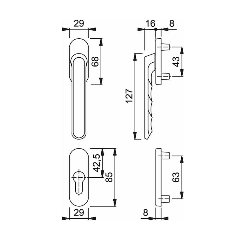 Hoppe Fenster Hoppe Balkon-Rosetten-Garnitur Luxembourg 099KH/66N/66NS F9