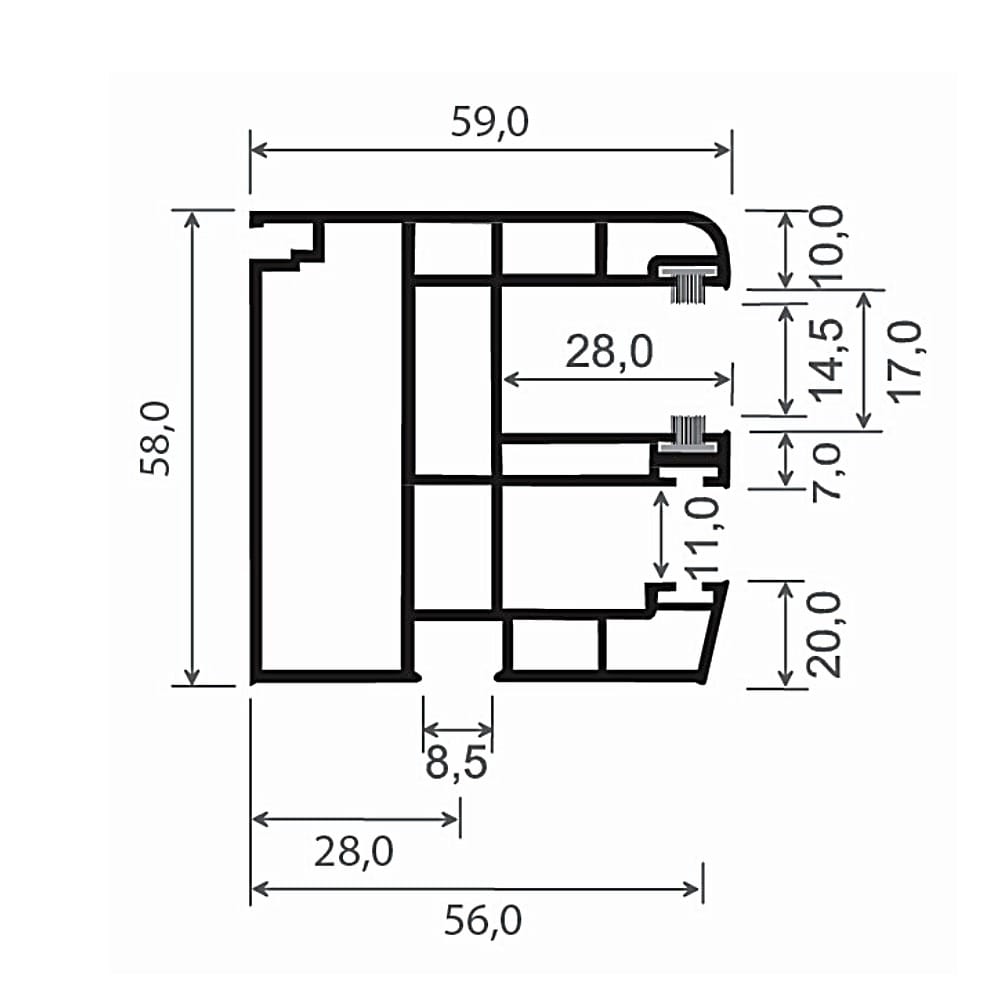 MK Menke Rolladen MK PVC-Einzelführungsschiene mit Insektenschutz Mini 8110/B2
