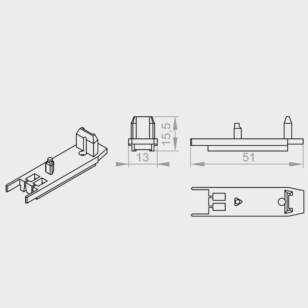 Portos Plissee Portos Plissee Blende des Endprofils Unten MSD-120