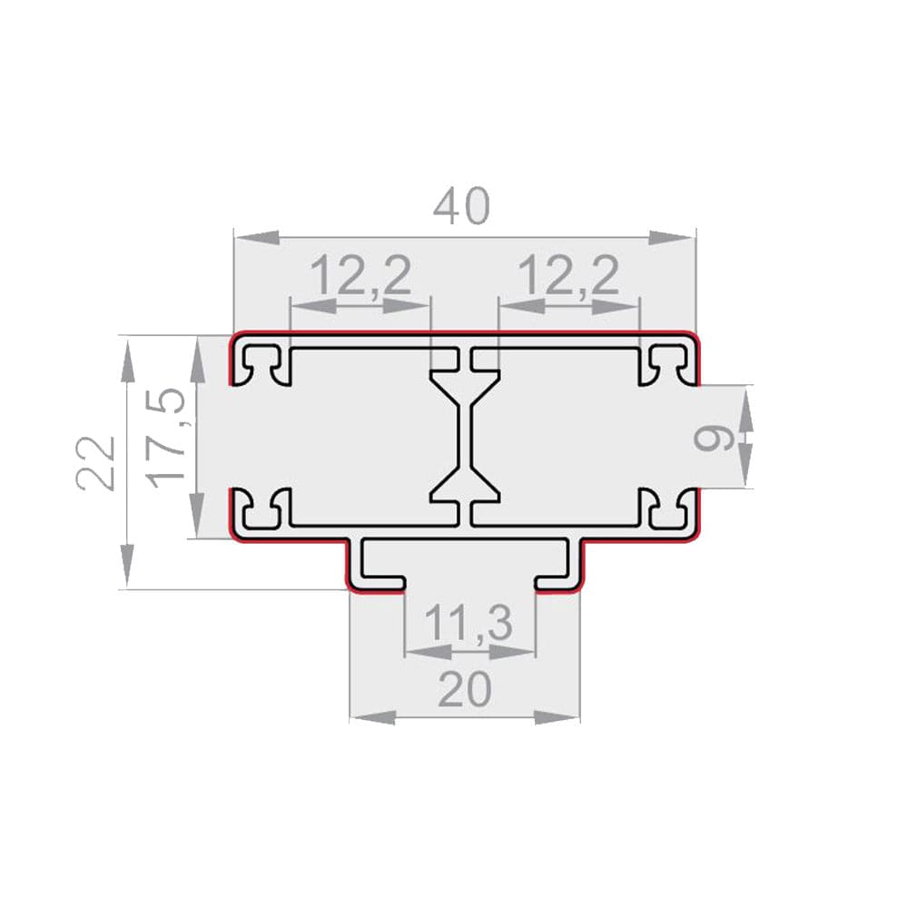 Portos Raffstore Portos Raffstore Alu Doppelführungsschiene F-PPD-40