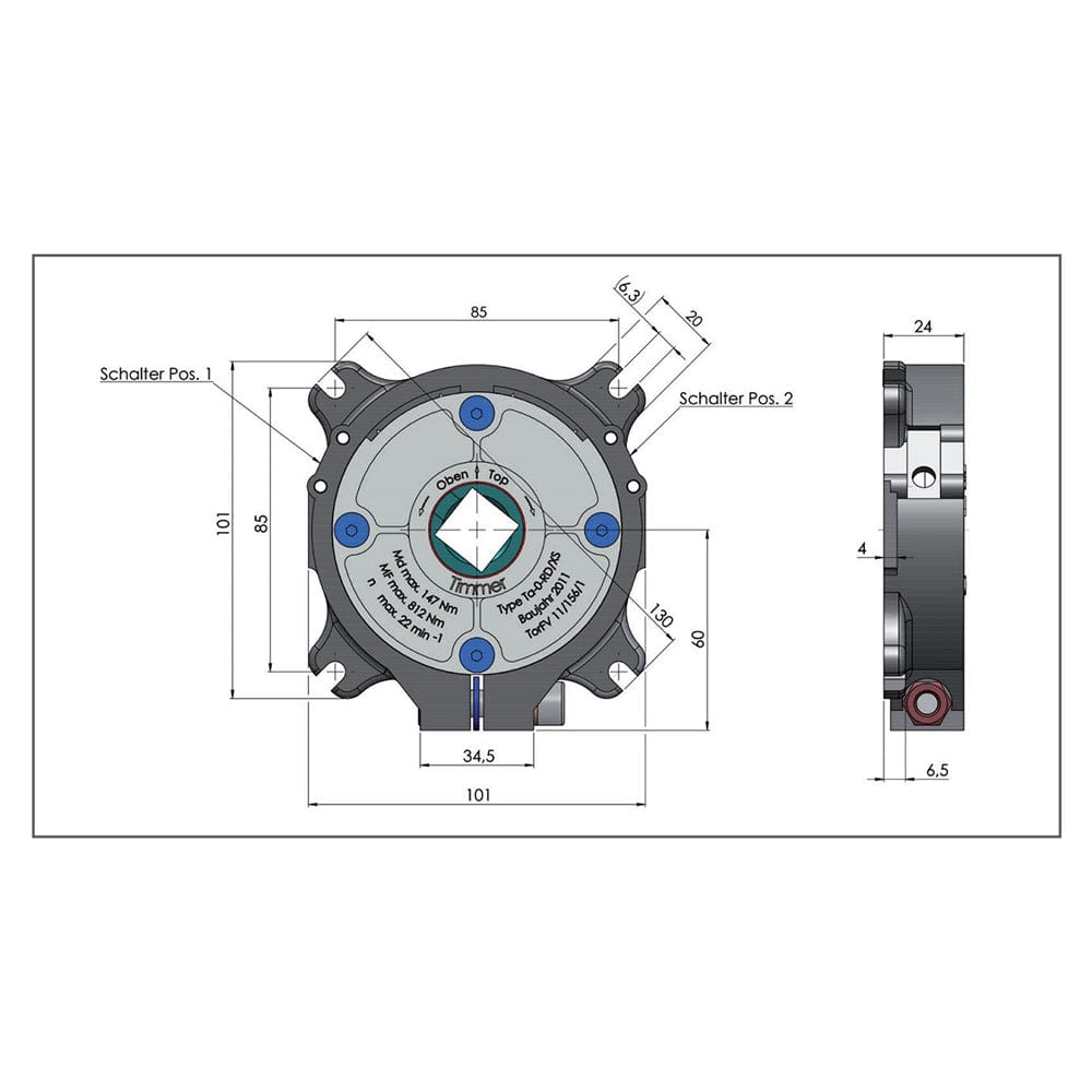 Timmer Rolladen Timmer Abrollsicherung TA 0-RD/X6 (blau) 147 Nm Drehmoment Fangmoment 855 Nm
