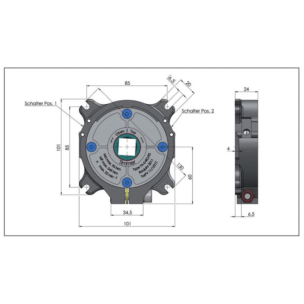 Timmer Rolladen Timmer Abrollsicherung TA 0-RD/XS (gelb) 95 Nm Drehmoment Fangmoment 545 Nm