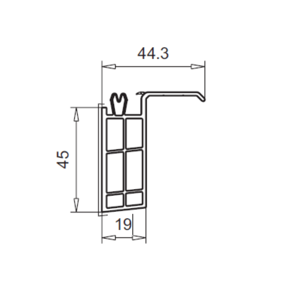 VEKA Fenster Veka Fensterbankanschlussprofil Sohlbankprofil 45/19 mm 110.066