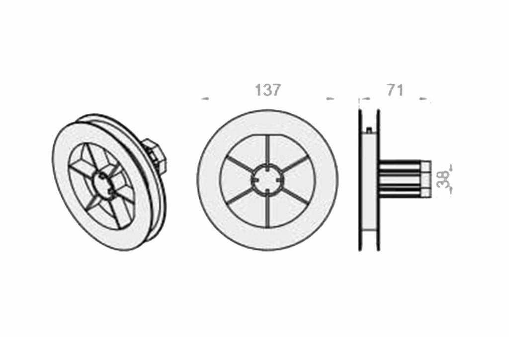 Portos Rolladen Gurtscheibe Ø135mm für 15mm Gurt für SW40