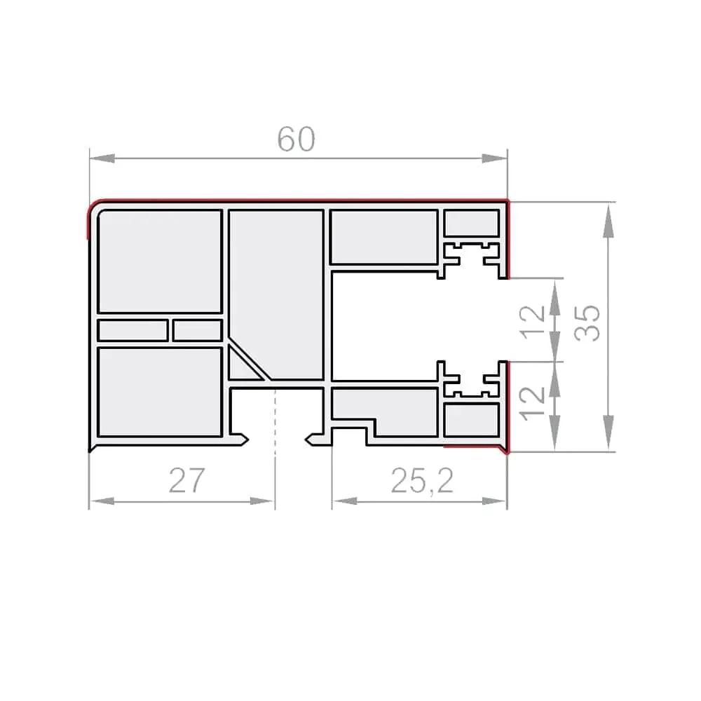 Portos Rolladen Portos PVC Einzelführungsschiene RK-16 60/35